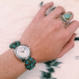 Turquoise and Red Jasper Vintage Wrist Watch